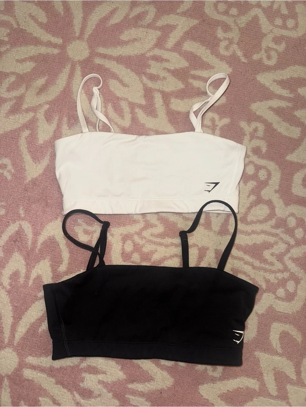 Gymshark White and Black Seamless Bandeau Bralettes (Set of 2)